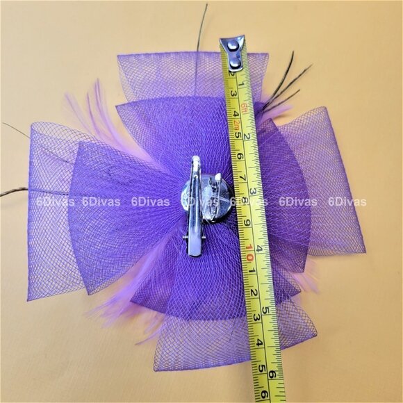 Pink Feathers and Purple Fascinator and Brooch Pin - Picture 5 of 6